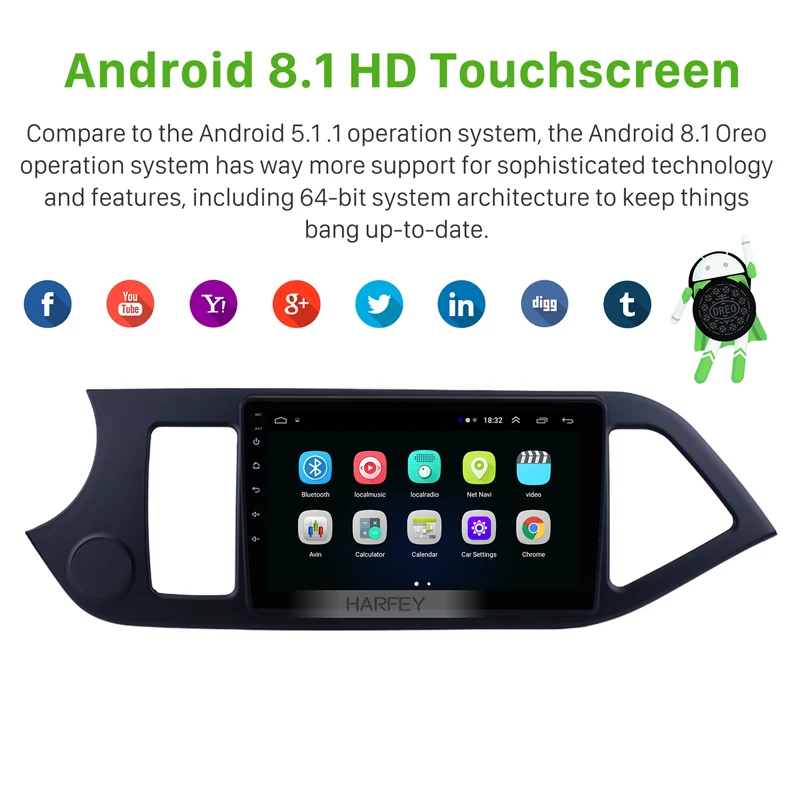 Автомобильный мультимедийный плеер Harfey HD 1024*600 сенсорный экран 9 дюймов Android 1 GPS