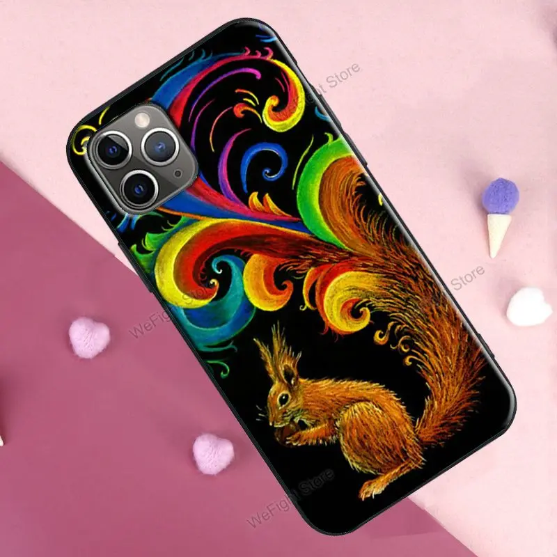 Чехол с мультяшными животными и белкой для iPhone 11 Pro Max 12 mini X XR XS 6S 7 8 Plus SE 2020 задняя