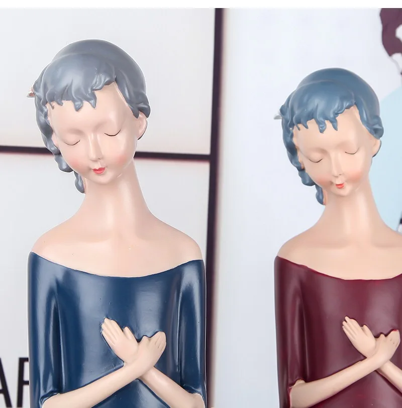 

Nordic Style Home Decoration Accessories Creative Resin Sculpture Crafts Style Girl Character Model Living Room Study Ornaments