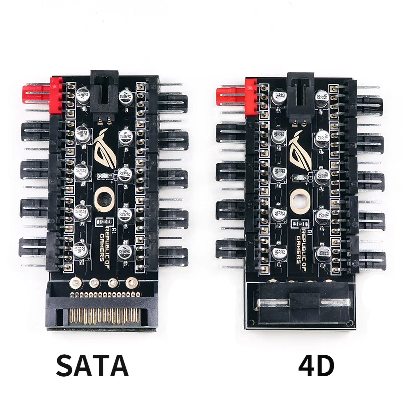 

Motherboard 1 to 10pin fan 4 Pin PWM Cooler Fan HUB Splitter Extension 12V Power Supply Socket PC Speed Controller Adapter