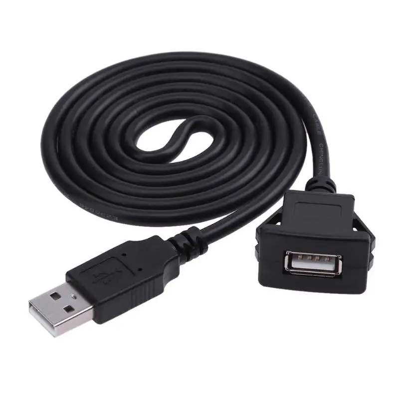 Черный VODOOL 1 м USB 2,0 A папа-мама автомобильный скрытый кабель-удлинитель для крепления на приборную панель автомобиля Ван двойной USB разъем автомобильные аксессуары - Название цвета: Черный