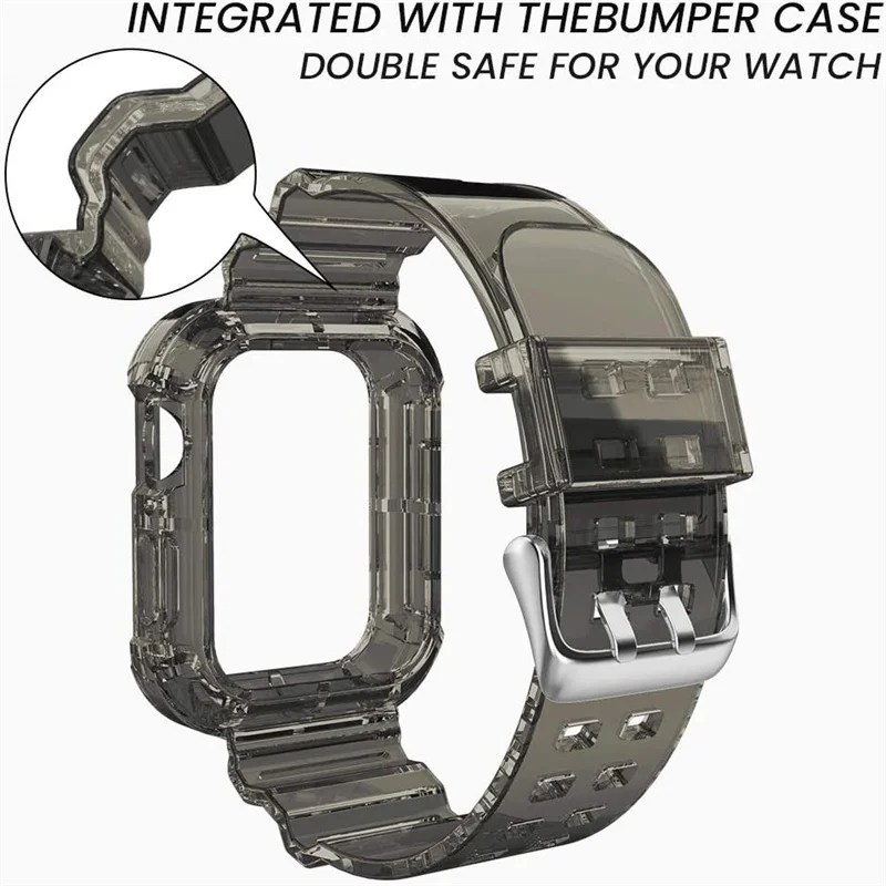 Спортивный прозрачный ремешок и чехол для Apple Watch Series 7 SE 6 5 4 3 силиконовый iwatch 38 мм