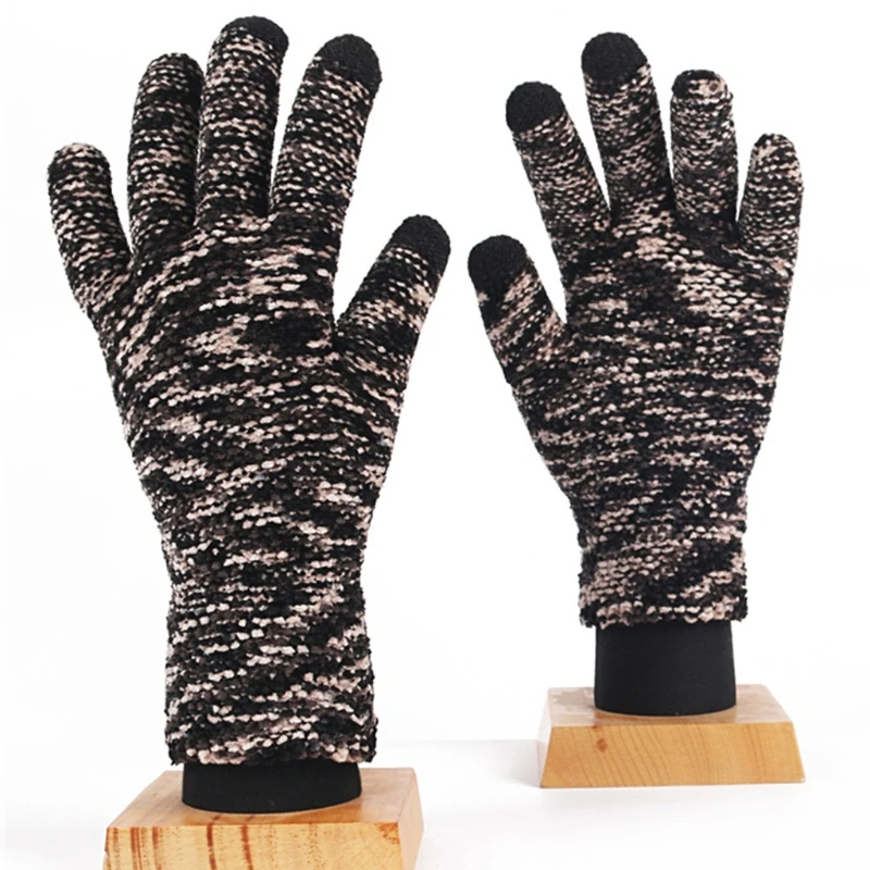 

Перчатки для прогулок с сенсорным экраном, мягкие дышащие вязаные Нескользящие высокоэластичные перчатки из синели для взрослых и детей, з...