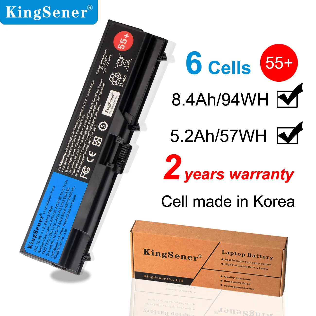 KingSener-batería para ordenador portátil, parte de PC para Lenovo ThinkPad SL410, SL410K, SL510, E40, E50, E420, T510, W510, L412, T420, T410, T510, L510, L420, L521, 55 +