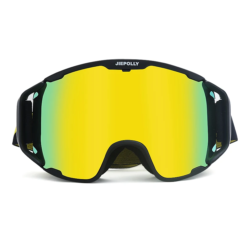 black and gold JIEPOLLY бренд лыжные очки UV400 Анти-туман большая Лыжная маска очки для катания на лыжах для мужчин и женщин Снег Сноуборд очки лыжные Солнцезащитные очки Новинка - Цвет: black and gold