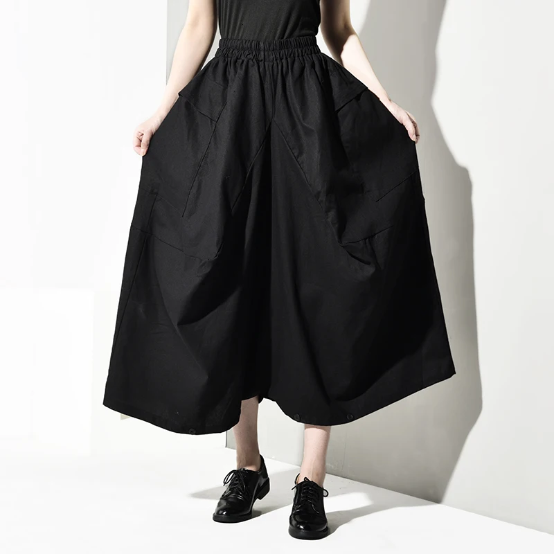 [LANMREM] 2020 новые осенние свободные брюки с высокой талией и карманами женский