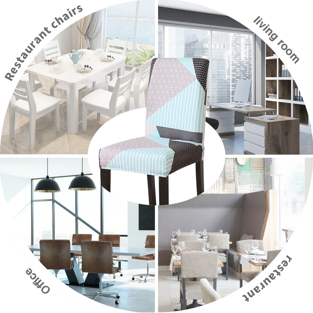 1Pc Geometric style Chair Cover Elastic Fabric Soft Dining Covers Dust-proof Protector Seat Restaurant Protect | Дом и сад
