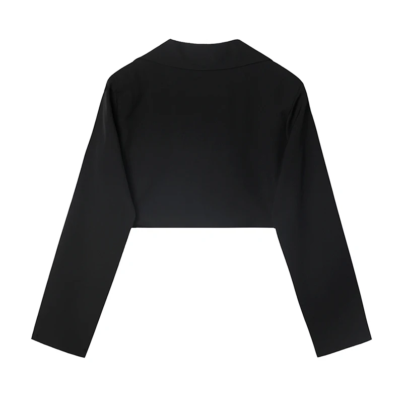 Женский пиджак с цепочкой повседневный винтажный черного цвета длинным рукавом