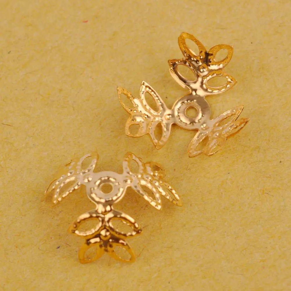 2000 шт. 16 мм трехлистная филигранная шапочка с бусинами в виде цветов s-образная