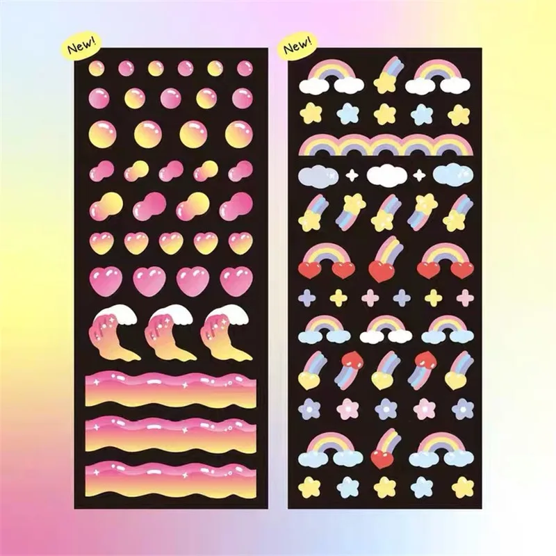 Ins Цвет волны лазера рисунком в виде радуги наклейки этикетки наклейка