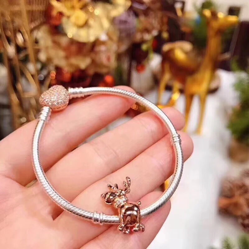 

YPD56 925 Silver Bracelet Zircon Deer Decoration with Bracelet Festival Birthday Party Gift for Ladies