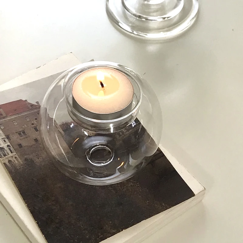 10 шт. 8 см прозрачный Стекло Чай светильник подсвечник мяч Форма Свадебная