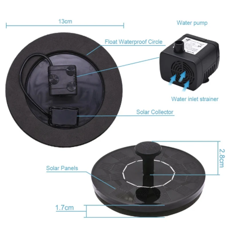 Комплект для полива фонтана Солнечная помпа погружная панельная панель с