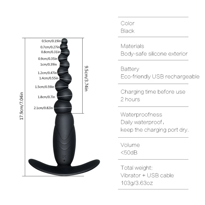 USB Rechargeable Anal Bead Plug Vibrator Adult Sex Toys for Men Woman Silicone Dildo Vibrador Butt Male Prostate Massager | Красота и