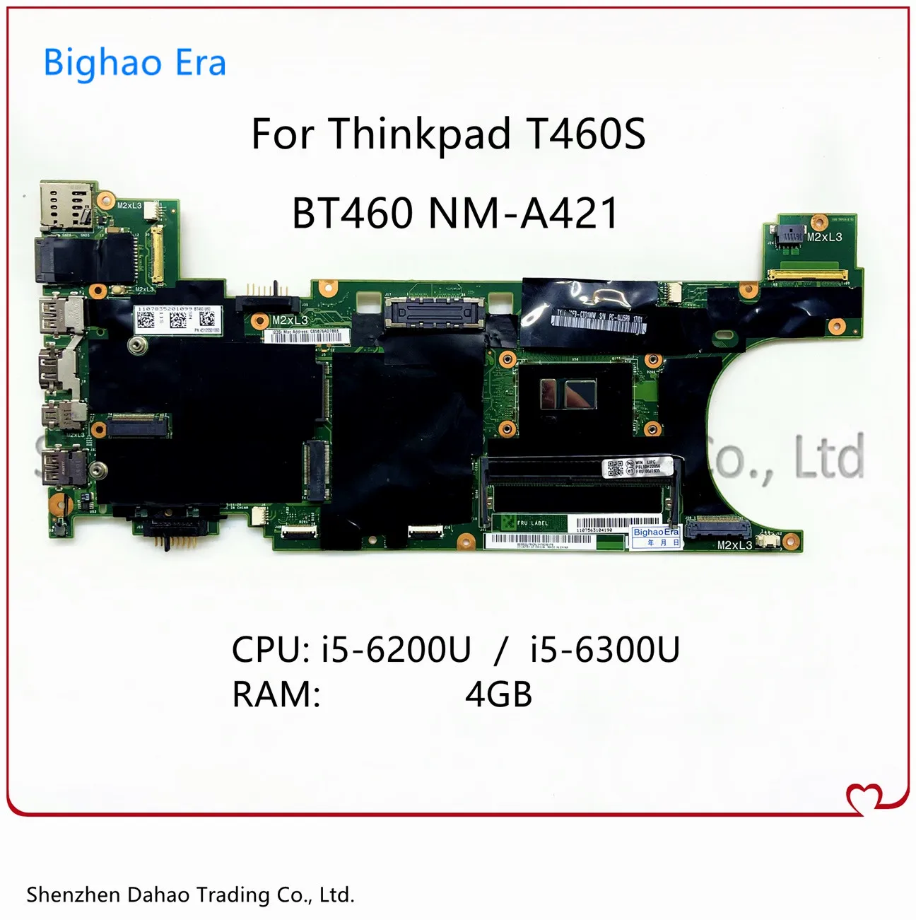 

For Lenovo Ideapad T460S Laptop Motherboard BT460 NM-A421 With i5 CPU 4GB-RAM Fru：00JT935 00UR992 00JT924 00JT923 100% Full Test