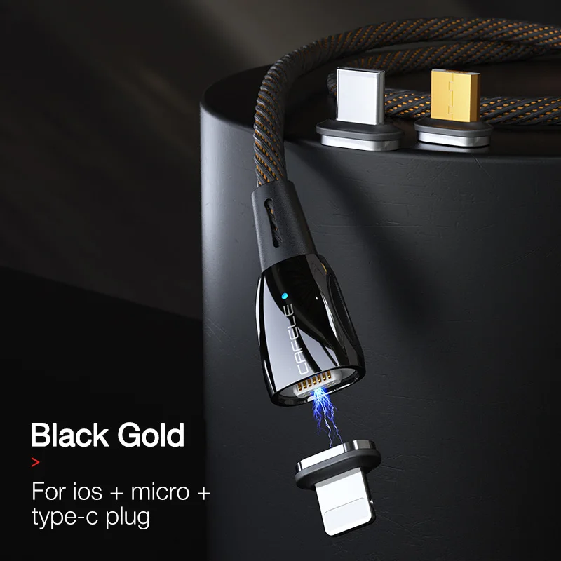 Cafele QC3.0 Магнитный USB кабель для iPhone type C Micro USB кабель для зарядки для iPhone X XS Xiaomi 9 huawei P30 Pro зарядный провод - Цвет: Black for 3 in 1