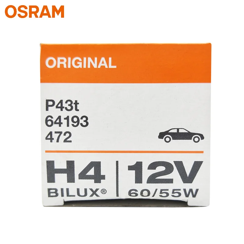 Автомобильная галогенная лампа OSRAM H4 9003 HB2 12 в 60/55 Вт P43t 64193 оригинал 3200K