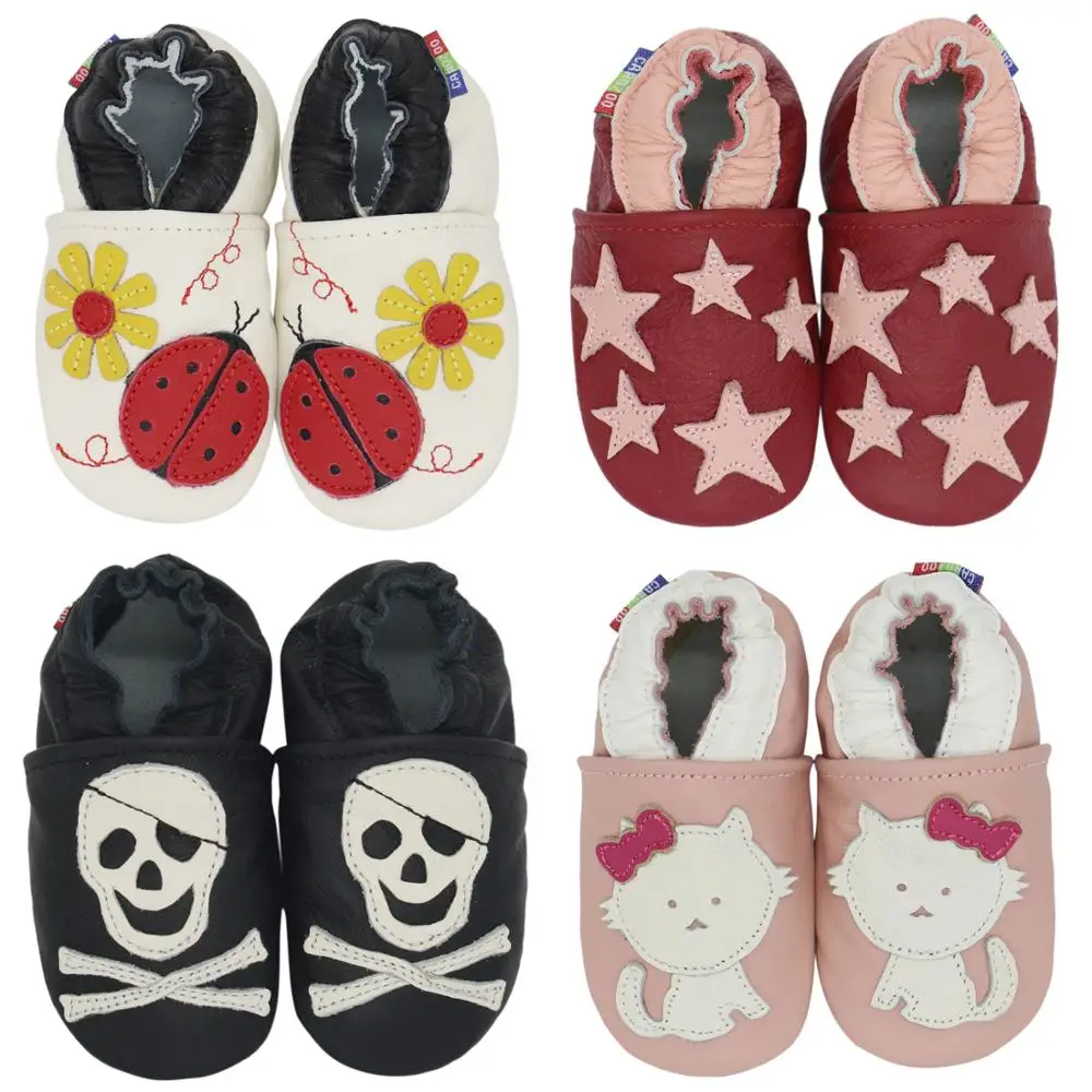 Shoeszoo-zapatos antideslizantes para beb&eacute;s reci&eacute;n nacidos, calzado suave de piel aut&eacute;ntica, dise&ntilde;o m&uacute;ltiple, para primeros pasos, 0-24 meses-0