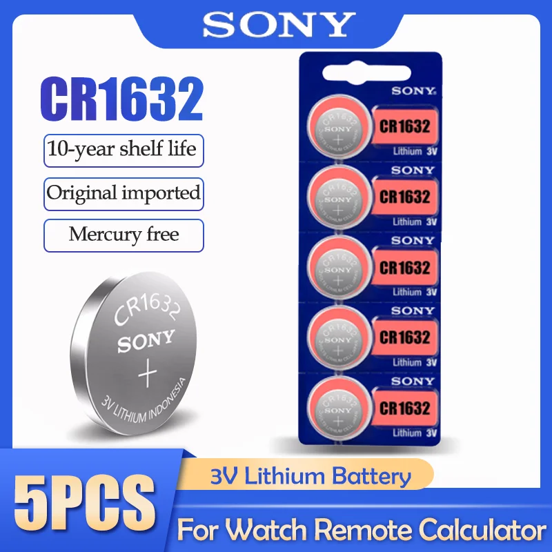5 шт./лот Sony CR1632 CR 1632 LM1632 BR1632 ECR1632 3 в литиевая батарея для часов автомобильных