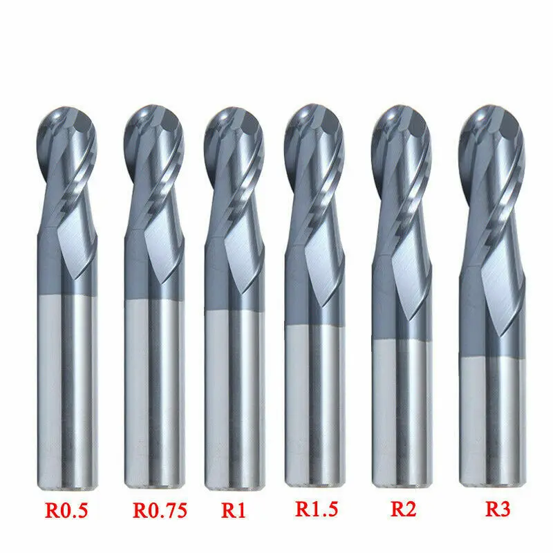

6Pcs End Mill Ball Nose Cutter Tungsten Steel Double Flute High quality