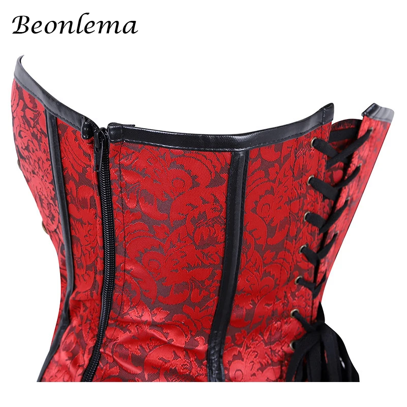 Beonlema, черные, красные корсеты, стимпанк, женская сексуальная готическая одежда, Стальные кости, овербюст, Готический Ретро Корсе, Femme, панк-корсет, набор
