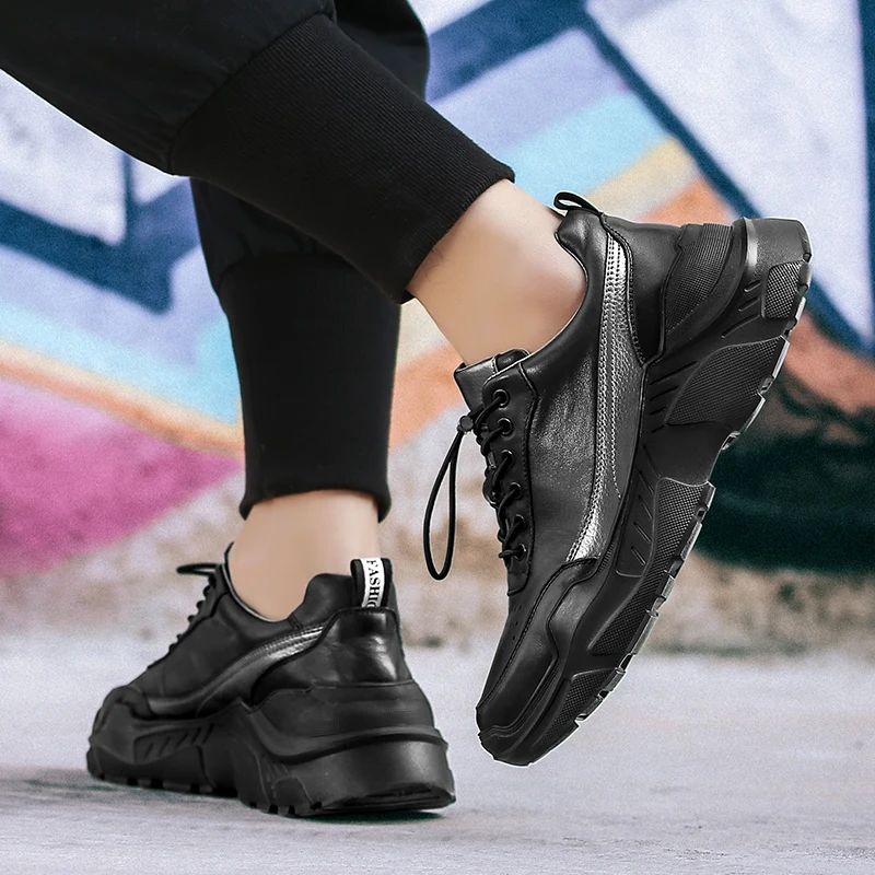 Lace Up Fashion Male Shoes Band New Men Genuine Leather Casual Leisure Height Increased Comfortable 2019 | Обувь