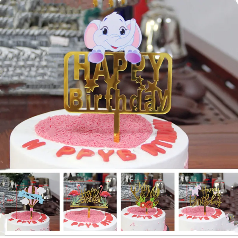 3d топпер для торта в виде слона и русалки детский любимый единорог Топпер на день