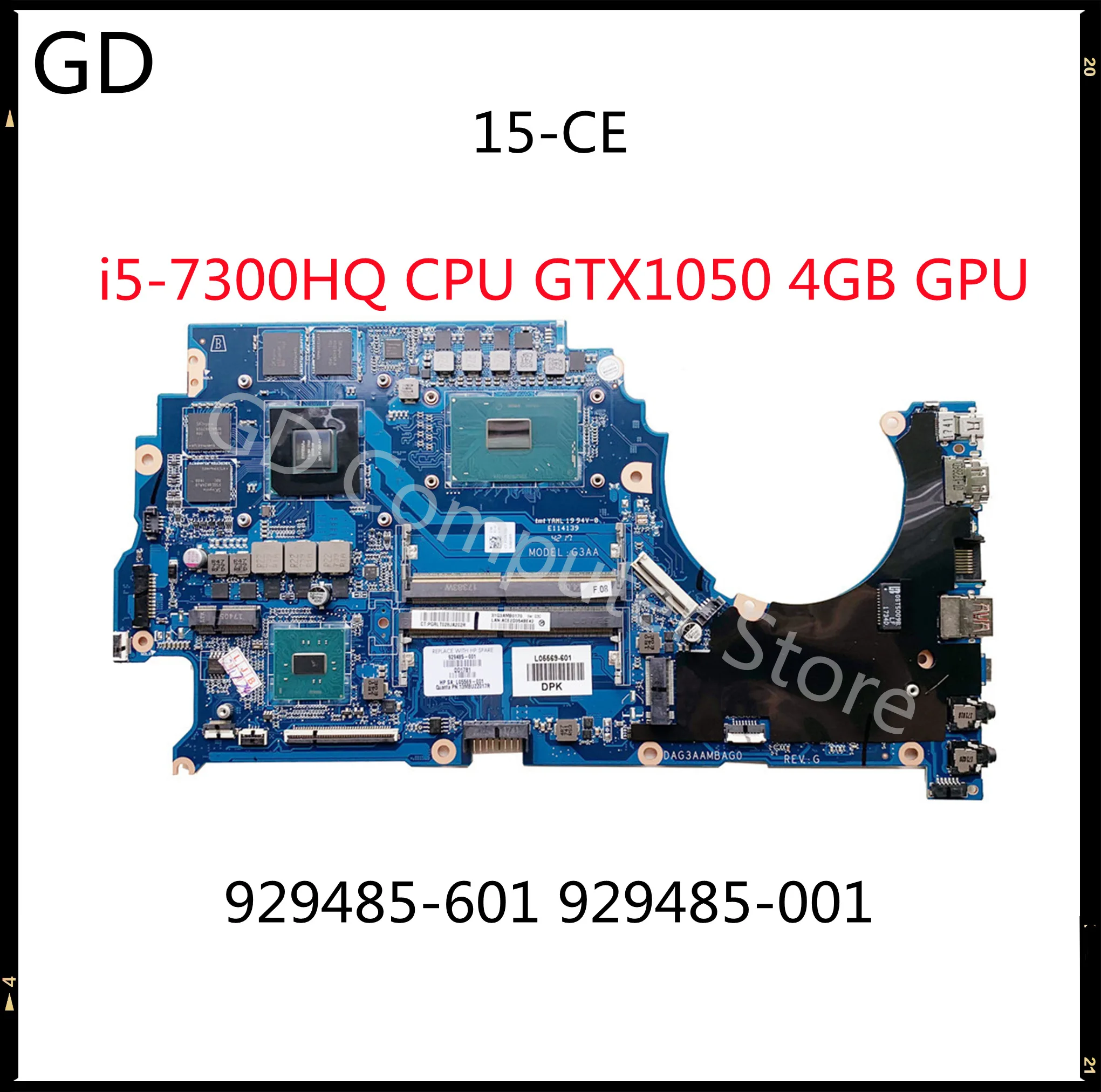 Материнская плата GD для ноутбука HP OMEN 15 CE с процессором SR32S i5 7300HQ GTX1050 4 Гб GPU 929485 601