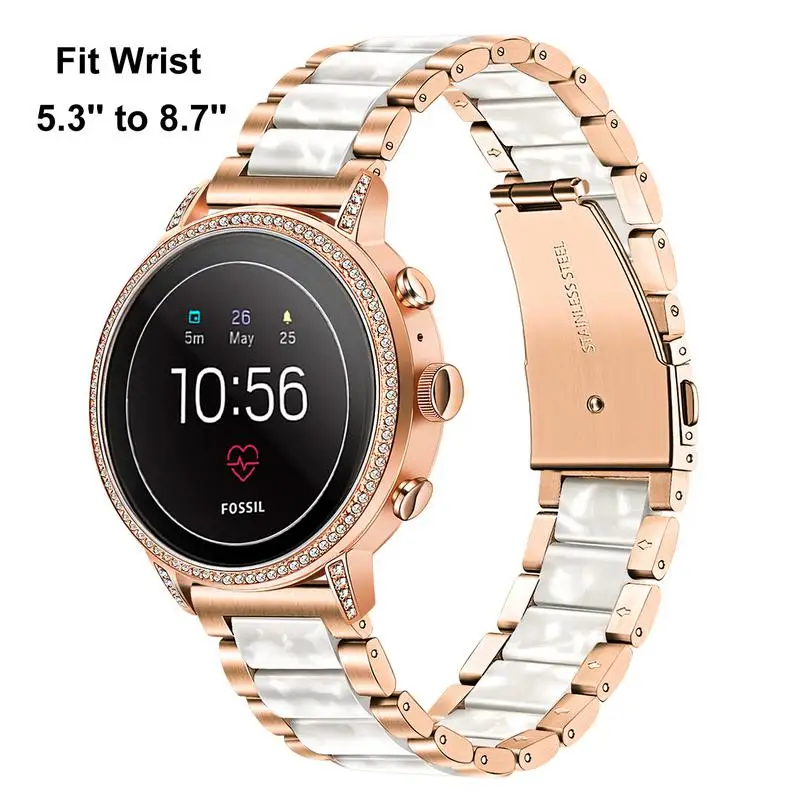 Ремешок для часов из нержавеющей стали и смолы 18 мм для Fossil women's Gen 4 Venture HR/women Gen 4 Sport/Gen 3 Q Venture