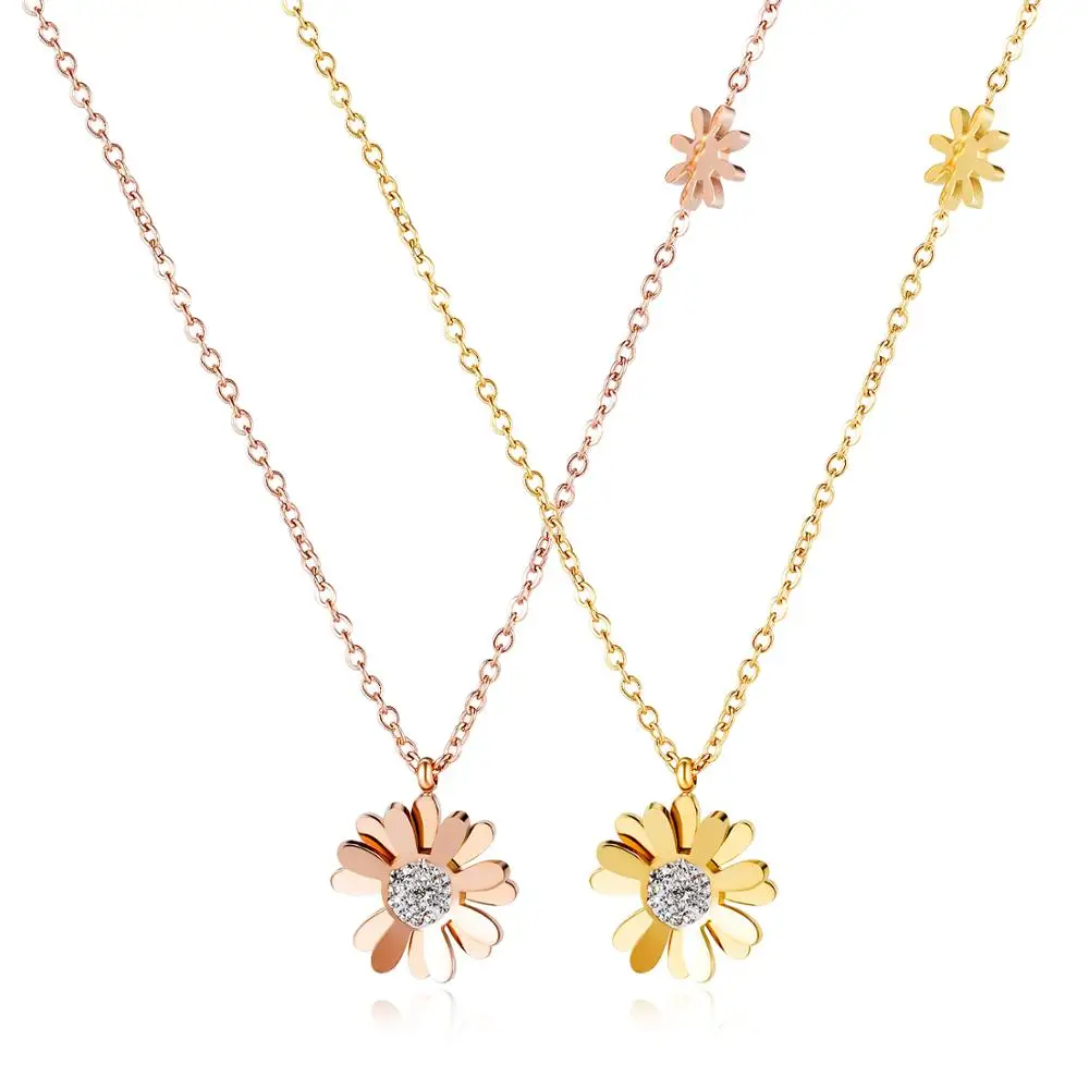 

fashion stainless steel women necklace light luxury elegant all show temperament contracted design collarbone the Daisy chain