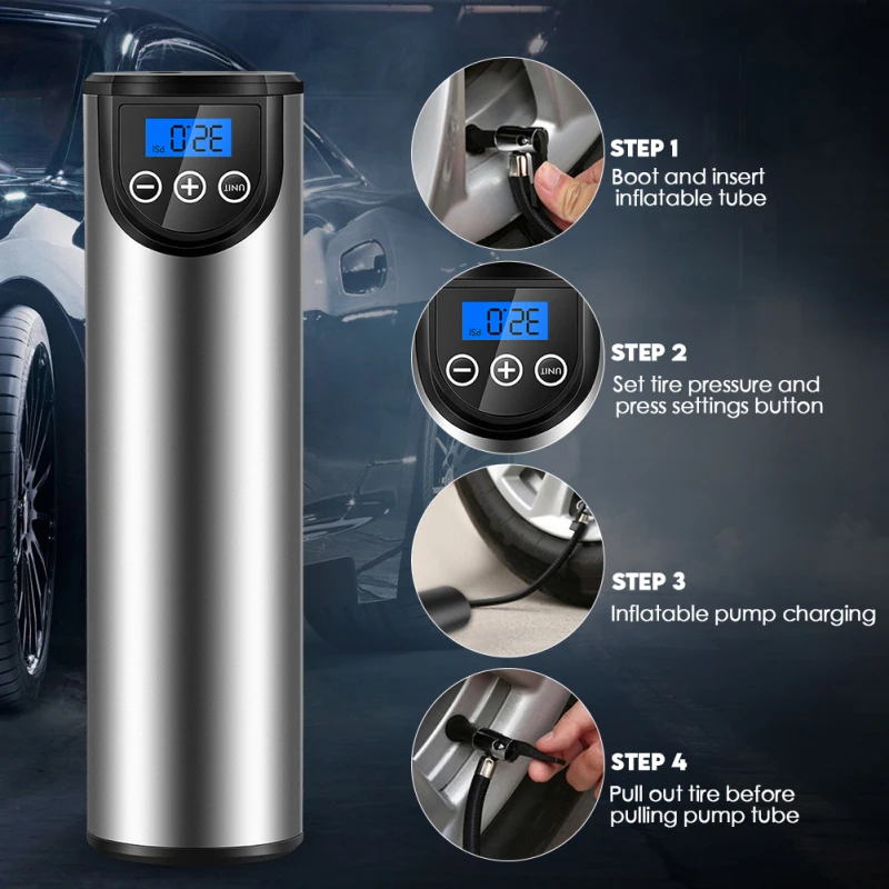 

Портативный велосипедный насос, беспроводной насос для накачивания шин автомобиля, цифровой мини-насос