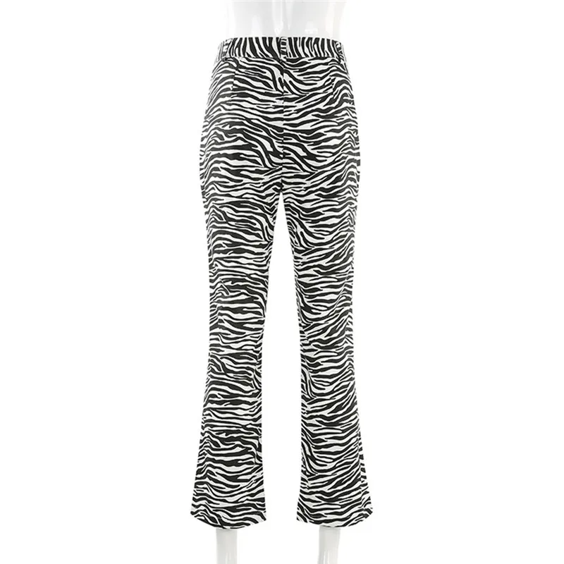 

Women Fashion Zebra Print Trousers New Elastic High Waist Long Pants Plus Size Casual Female Office Lady Trousers Spring Summer