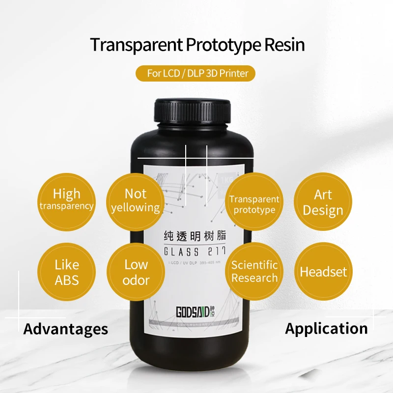 RESIONE G217 Dlp Lcd 3d Printer Resin Transparent Clear UV 405nm Resin For Sparkmaker Nova3d Anycubic Photon Resin UV 3d Printer