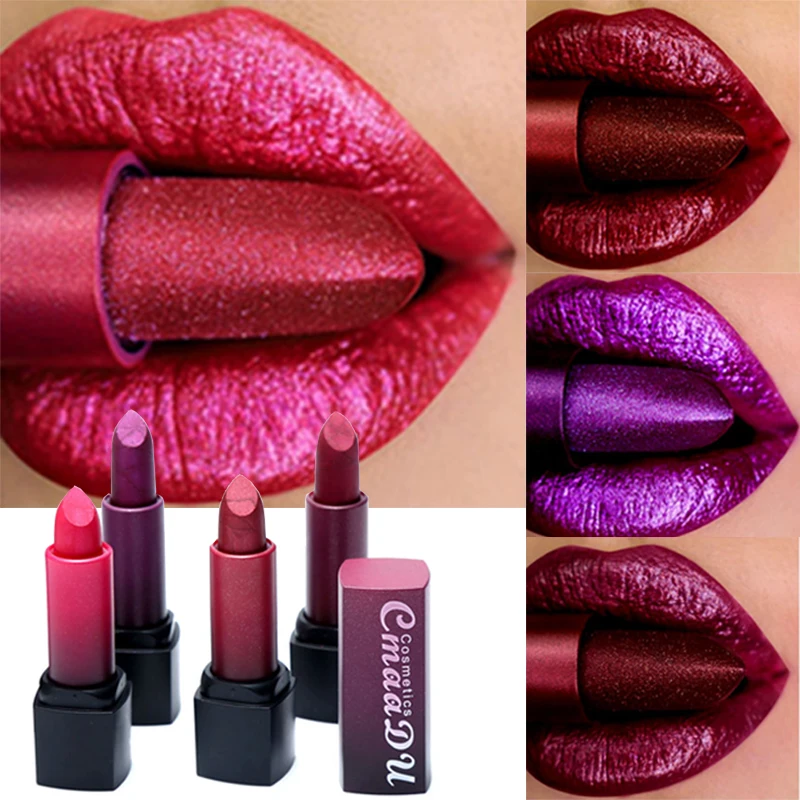 Помада CmaaDu металлического цвета долговечный макияж водостойкий блеск для губ
