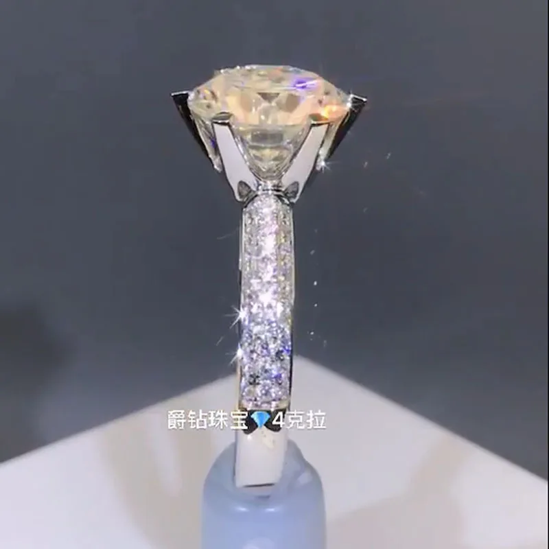 10K белое золото 1 2 3 5 карат ряда круглое Moissanite бриллиантовое кольцо для женщин