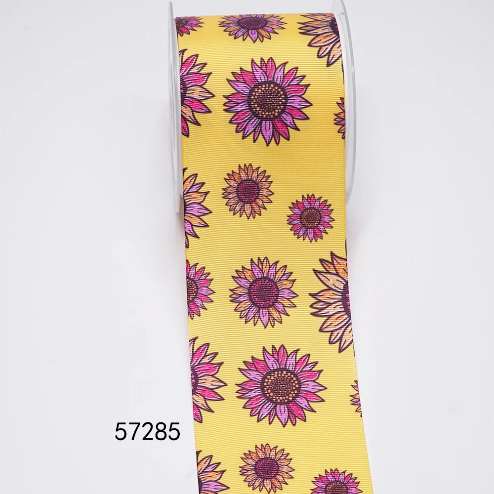 Товары для рукоделия Корсажная атласная лента с мультяшным цветочным принтом 50