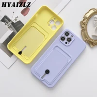 for iphone 13 12 11 pro max xs xr se 2020 7 8 plus card holder phone case candy colors soft silicone tpu camera protection cover