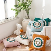 handmade custom tassel knitted pillow ins ethnic style office sofa cushion waist pillow bohemian cushion cover pillowcase