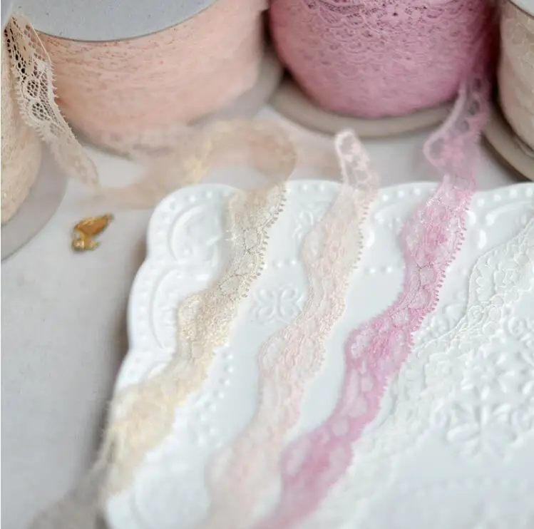 Оптовая продажа 10 метров 2 3 см красивая розовая слоновая кость вышивка кружевная