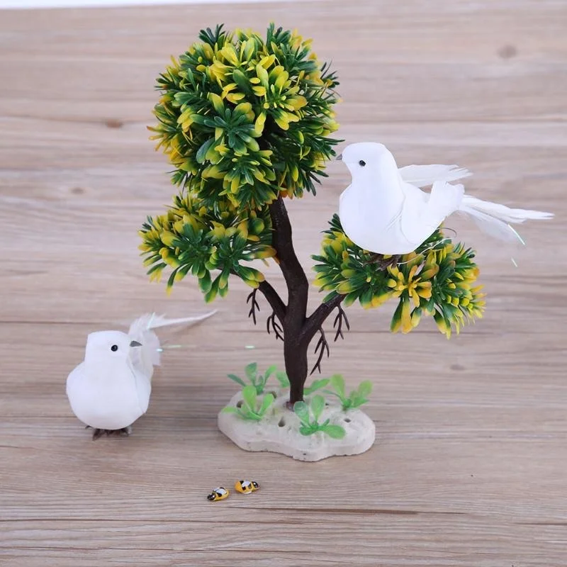 1pc Artificial Foam Feather Dove Decorative White Mini Bird magnet Craft Birds Simulated Doves Art Retro Photo Props | Дом и сад