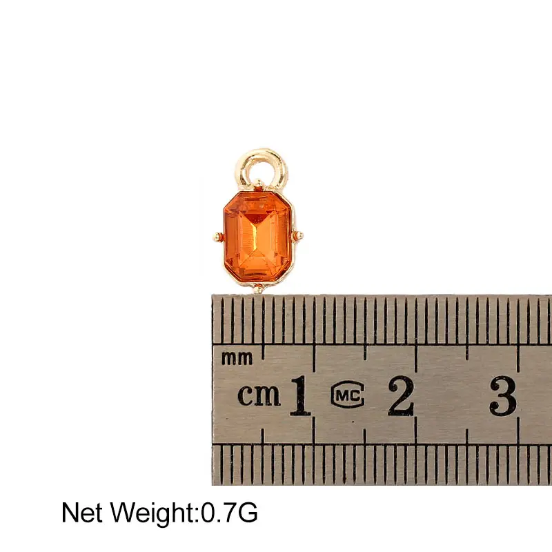 

10Pcs 5 Colors Mini Cute Crystal Square Shape Alloy Charms 14*8mm Gold Color Metal Geometry Charm For DIY Earrings Accessories