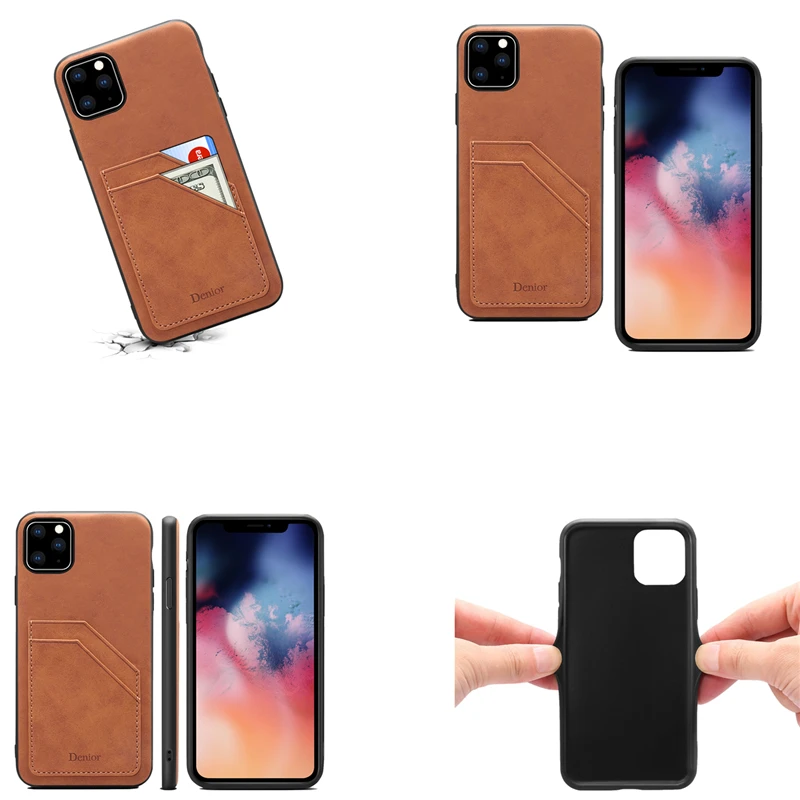 Чехол для телефона с подставкой и держателем карт Apple iPhone 11 Pro Max роскошный кожаный