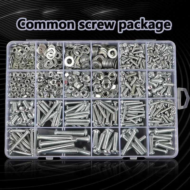 

Cross Round Head Screw Nut Gasket Machine Wire Nail Bolt Screw M2/M3/M4/M5/M6 Self Tapping Screw Household Set