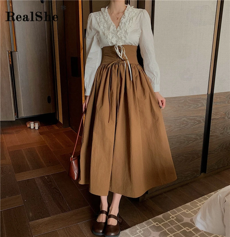 RealShe женское макси платье комплект из 2 предметов v образный вырез длинный рукав