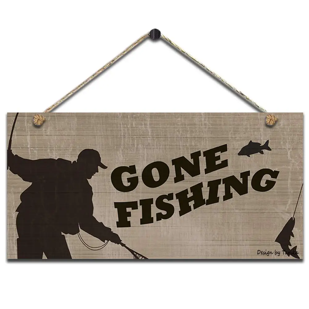 

Вышитый рыбацкий Ретро деревянный декоративный подвесной знак для дома, двери, забора, винтажные настенные таблички, украшение (5x10 дюймов)