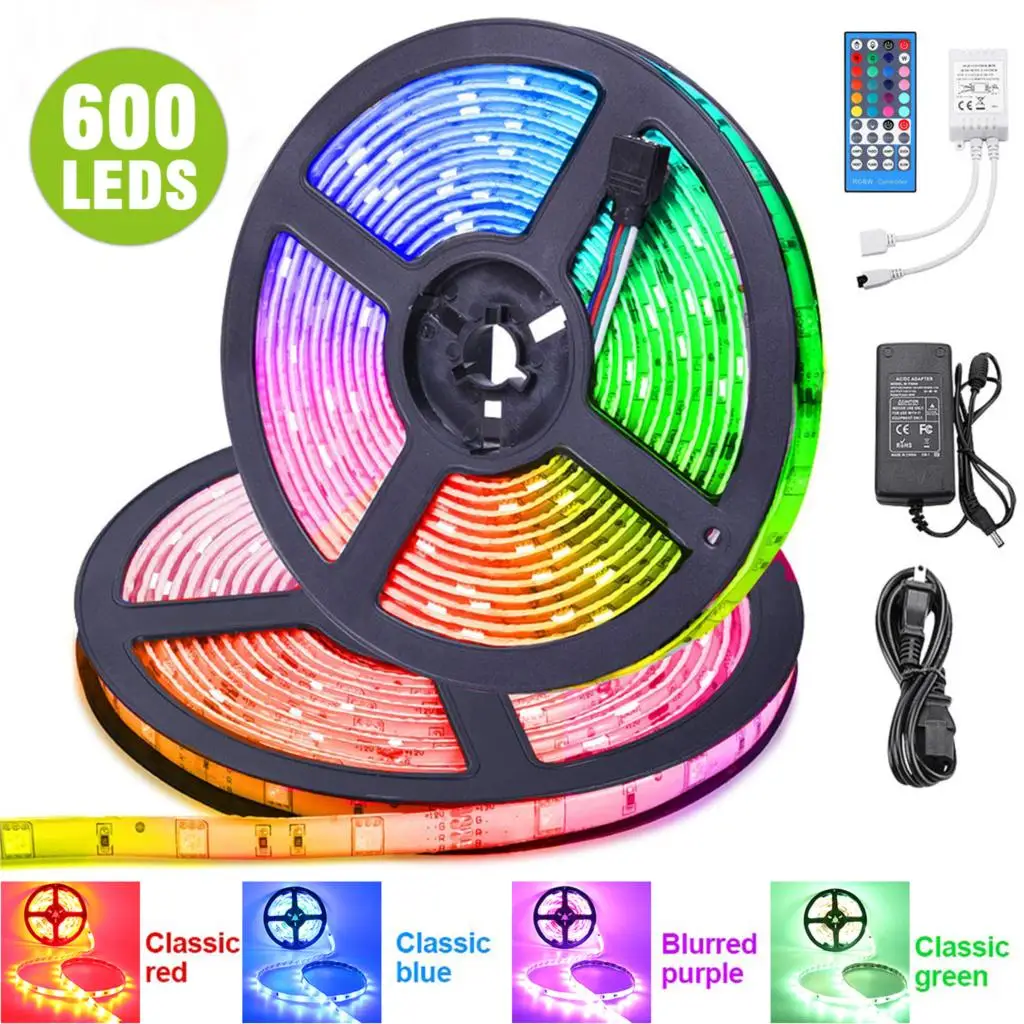 Затемнение светодиодные RGB ленты SMD 5050 Водонепроницаемые гибкие RGB ленты огни самоклеющиеся неоновые световые фестивальные освещения с пультом дистанционного управления
