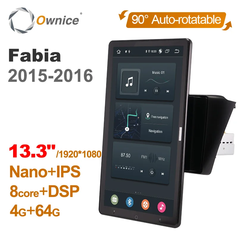 

Android 10,0 Ownice автомобильный радиоприемник 2din для Skoda Fabia 2015-2016 автомобильный аудио видео блок HDMI 13,3 дюйма 1920*1080