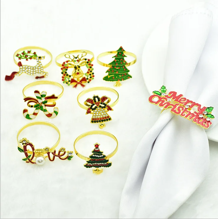 

2PCs Napkin Ring Wedding Banquet Dining-Table Decoration Supplies Christmas Napkin Ring Napkin Ring Napkin Ring kitchen tool