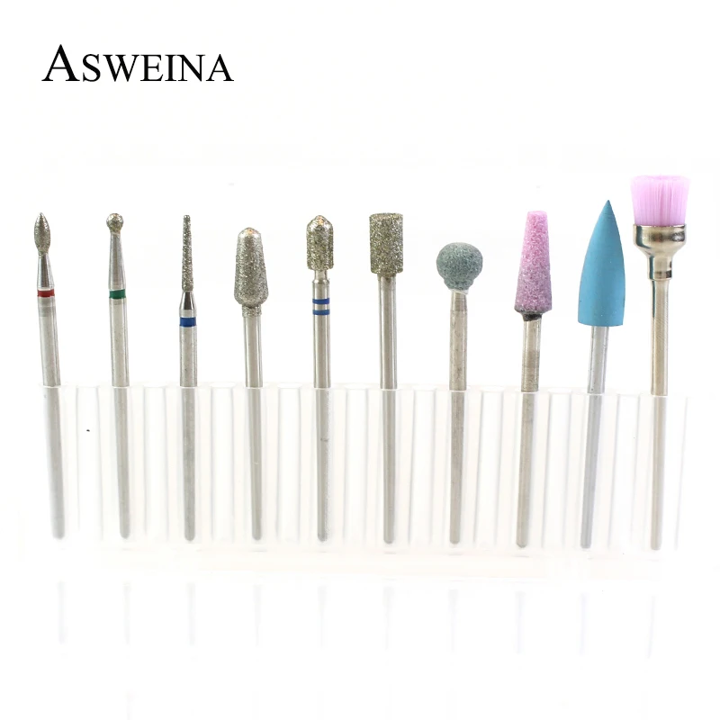 ASWEINA 10 шт./компл. фрез для маникюра/педикюра электрическая машинка для маникюра, ротационных напильников из Фрезер для маникюра аксессуар кутикулы буровые инструменты