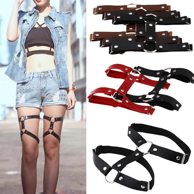 

1PCS PU Leather Garter Belt Punk Leather Garters Gifts Adjustable Size Leg Ring Sexy Belt